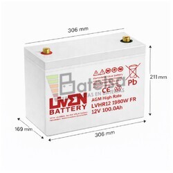 Bater�a 12 Voltios 100 Amperios LVHR12-1980W | Liven Battery